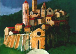 "Borgo onirico" tecnica mista (70 x 90 cm)